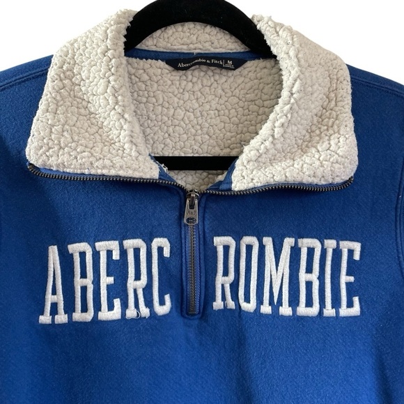 Abercrombie & Fitch Sherpa Jacket 100% Cotton Puff Letters Size Medium - Picture 2 of 7